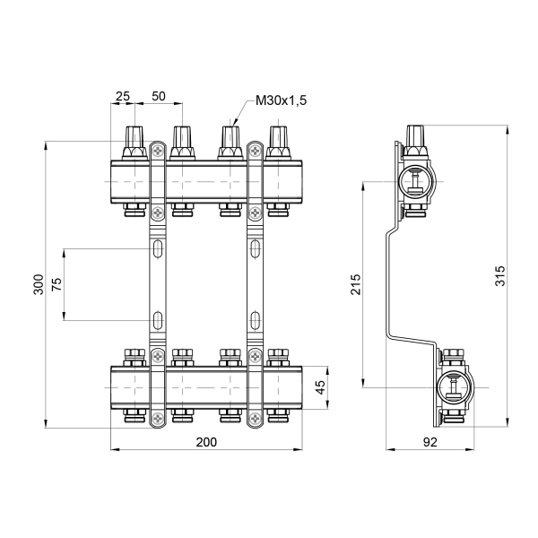 Коллектор теплого пола Thermo Alliance Forte 1″x3/4″ 4 в ...