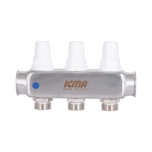 Коллектор теплого пола Icma 1″x3/4″ 3 выходов, с расходо ...