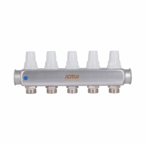 Коллектор теплого пола Icma 1″x3/4″ 5 выходов, с расходо ...