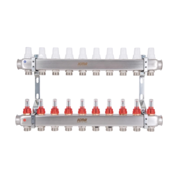 Коллектор теплого пола Icma 1″x3/4″ 10 выходов, с расход ...