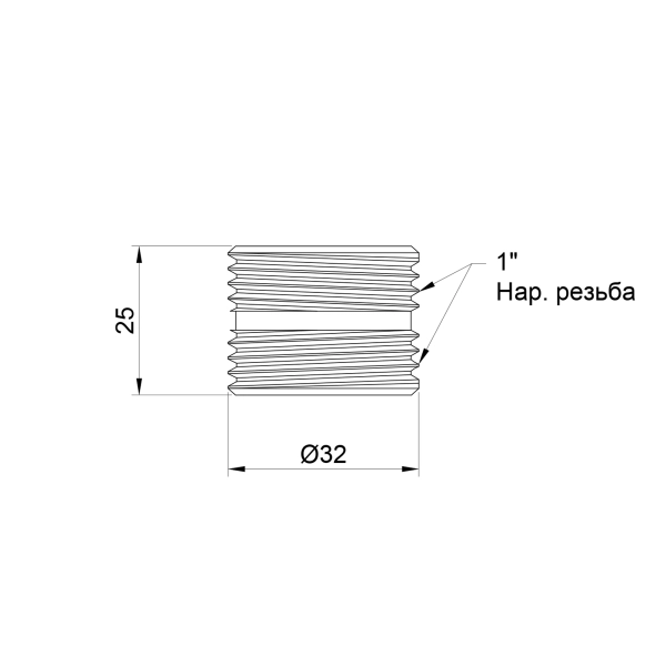 Ниппель радиаторный SD Plus SD193W25 1" НР