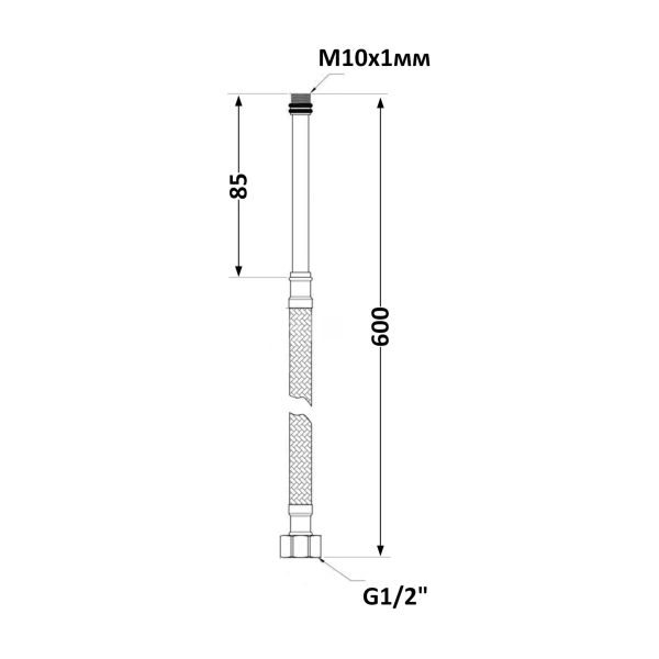 Шланг для смесителя Thermo Alliance Forte ВН 1/2"хМ10, 0 ...
