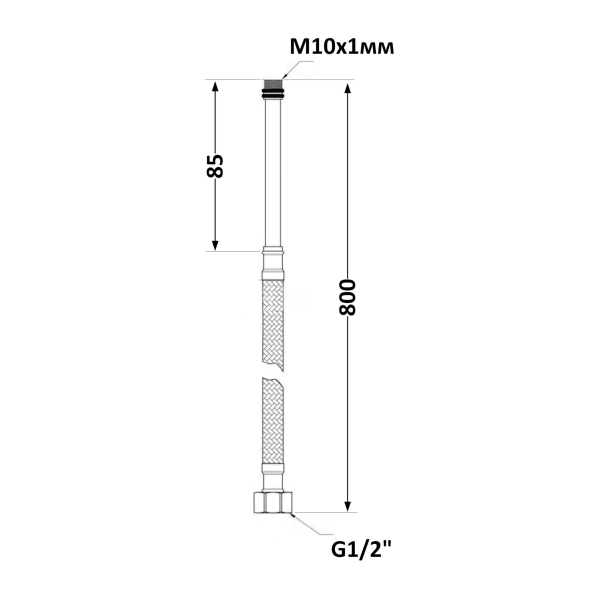 Шланг для смесителя Thermo Alliance Forte ВН 1/2"хМ10, 0 ...