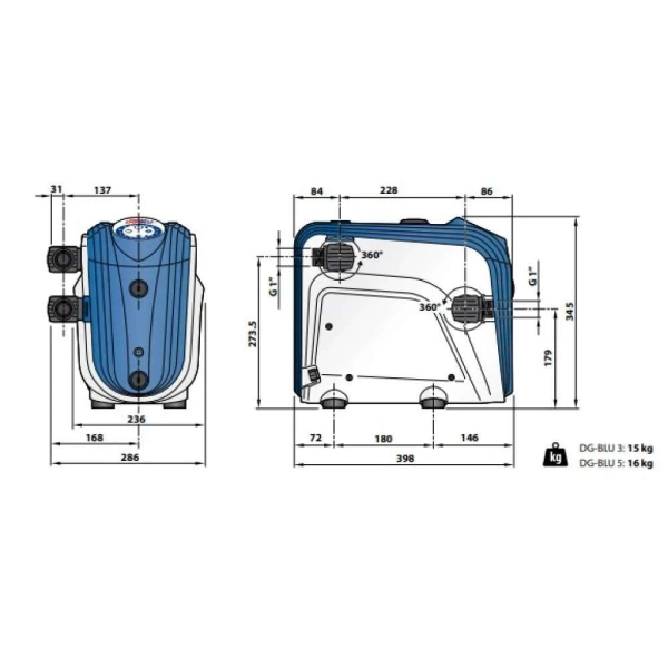 Насосная станция Pedrollo DG-Blu 3 220 В 750 Вт Н 50 м Q ...