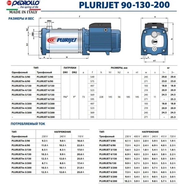 Поверхностный насос Pedrollo Plurijetm 3/130X 1100 Вт H  ...