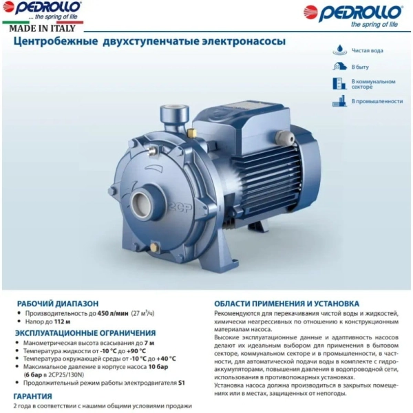 Поверхностный насос Pedrollo 2CP 25/16A 2200 Вт H 68 м Q ...