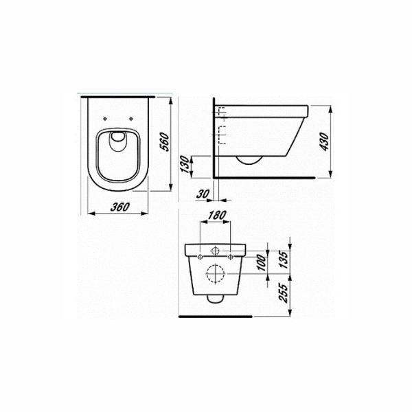 Подвесной унитаз LAUFEN LB 560x360 округлый, с сидением, ...