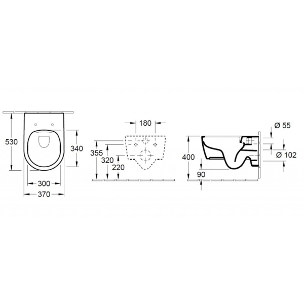 Подвесной унитаз Villeroy&Boch Avento 530x370 овальный,  ...