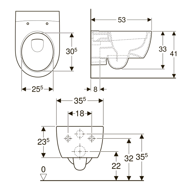 Подвесной унитаз Geberit Icon 530x355 овальный, без сиде ...