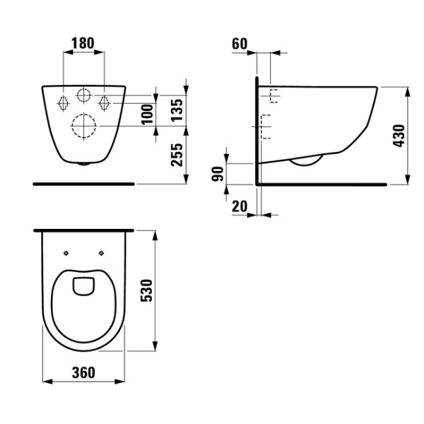 Подвесной унитаз Laufen Pro 530x360 округлый, с сидением ...