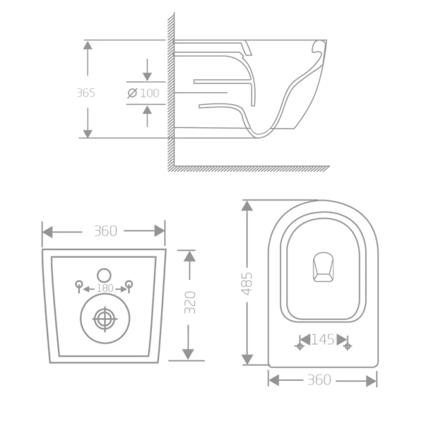 Подвесной унитаз Qtap Jay Ultra Quiet 485х360 овальный,  ...
