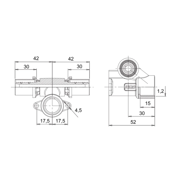 Пресс-тройник Icma 1/2" настенный (81422ADGH06)