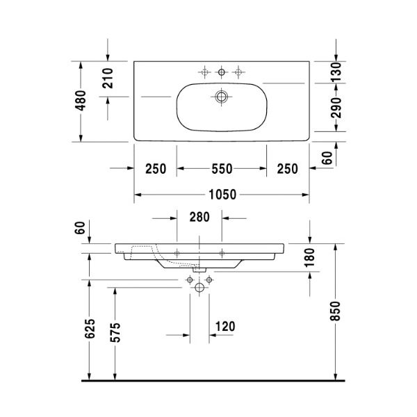 Умывальник накладной DURAVIT DCODE 03421000002 1050х480  ...