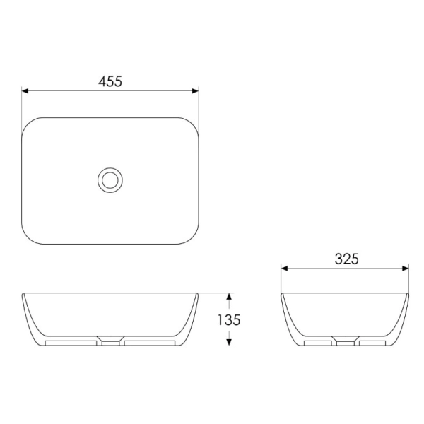 Раковина накладная IMPRESE i-EDGE 455х325 прямоугольная  ...