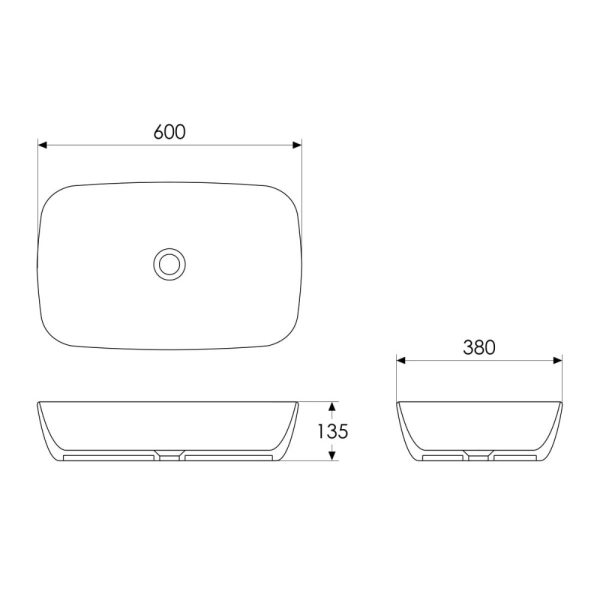 Раковина накладная IMPRESE i-EDGE 600х380 прямоугольная  ...