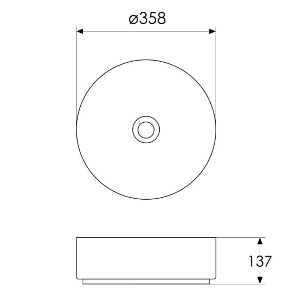 Умывальник накладной Imprese 358x358 круглый, серый мато ...