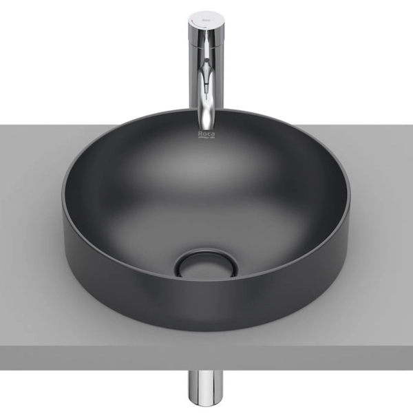 Раковина накладная Roca Inspira 370x370 круглая, черная  ...