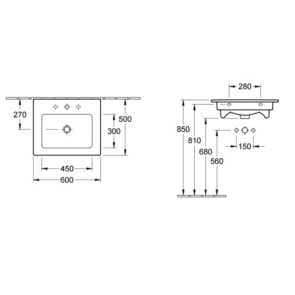 Раковина накладная Villeroy&Boch Venticello 600x500  ...