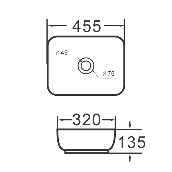 Умывальник накладной Imprese i-FORM 455x320 прямоугольны ...