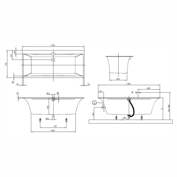 Ванна врезная Villeroy&Boch Squaro Edge 170x75 искусстве ...