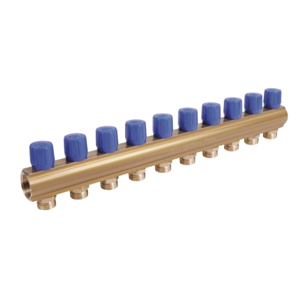 Коллектор для воды Icma 1″x3/4″ с 10 выходами, латунь (8 ...