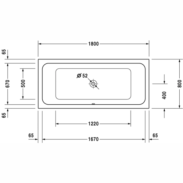 Ванна врезная Duravit D-Code 180x80 акриловая, белая гля ...