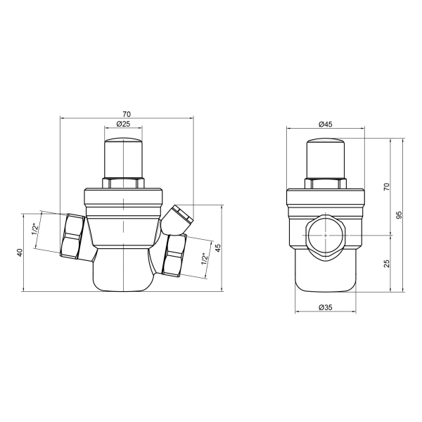 Редуктор давления SD Plus 1/2"х1/2" для воды, латунь (SD ...