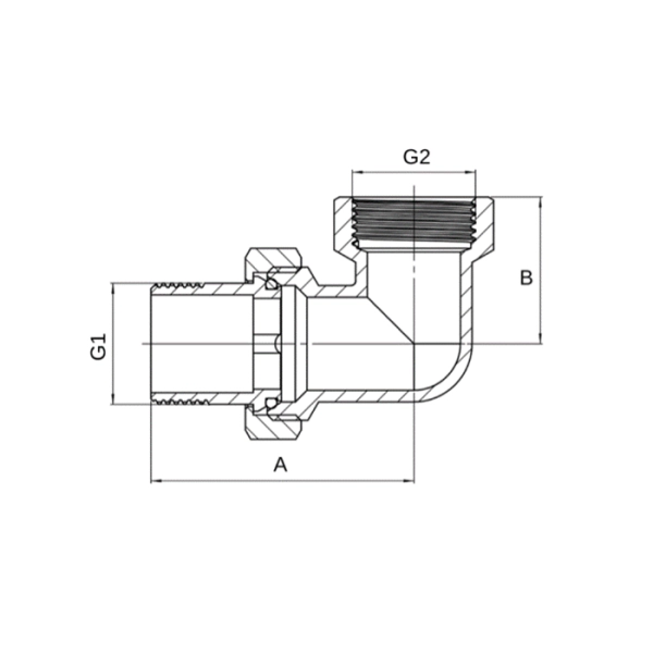 Сгон Американка ASG 1″ ВН угловая, латунь (6554433)