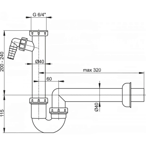 Сифон для ванны Alcaplast пластик, белый (A81-DN40)