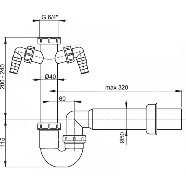 Сифон для ванны Alcaplast пластик, белый (A82-DN50)
