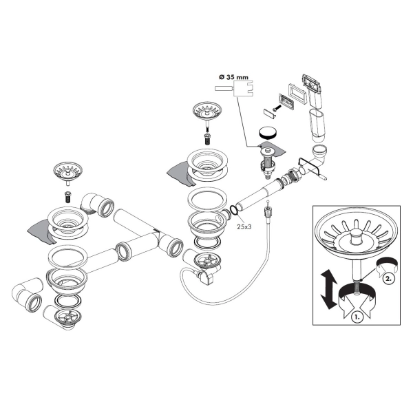 Сифон для мойки Hansgrohe пластик, белый (43938000)