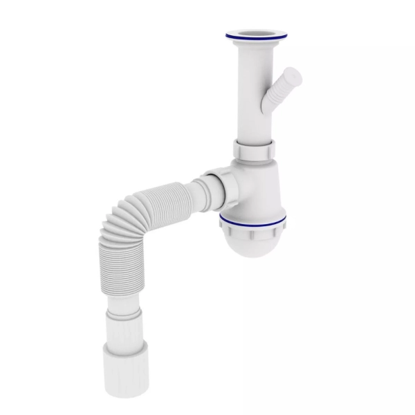 Сифон для мойки Kronoplast 1 1/2" пластик, белый (SM1300 ...