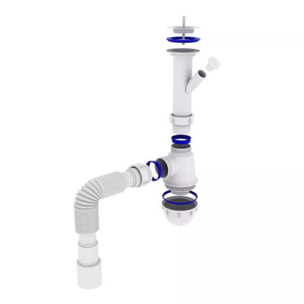 Сифон для мойки Kronoplast 1 1/2" пластик, белый (SM1300 ...