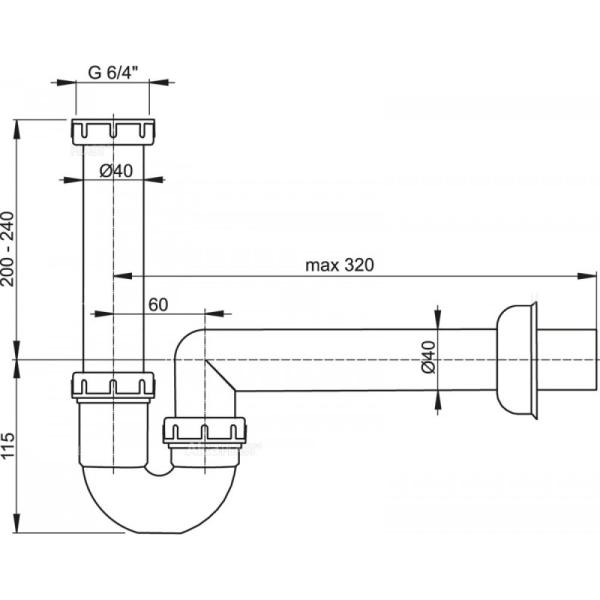 Сифон для мойки AlcaPlast пластик, белый (A80-DN40)