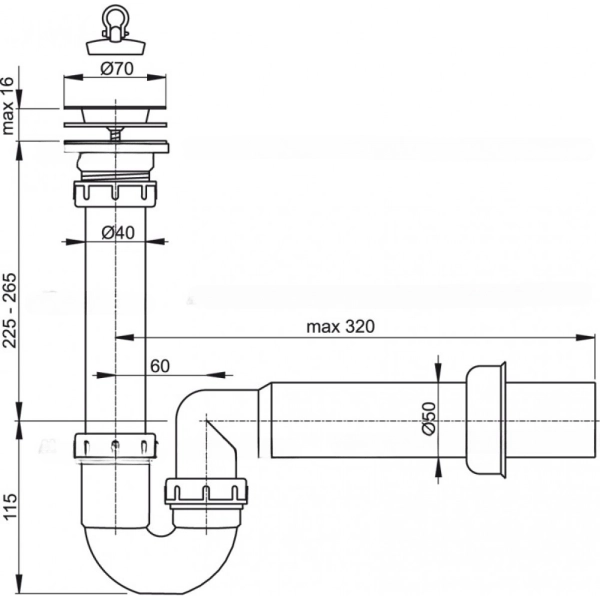 Сифон для мойки Alcaplast пластик, белый (A800-DN40)