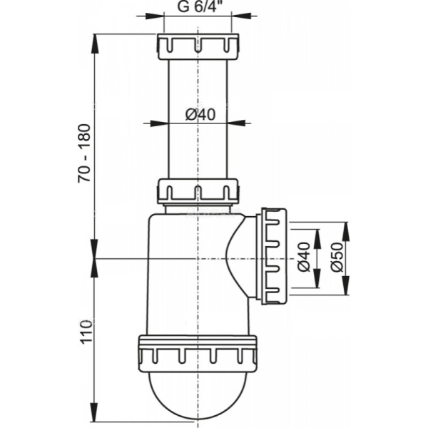 Сифон для мойки Alcaplast пластик, белый (A443-DN50/40)