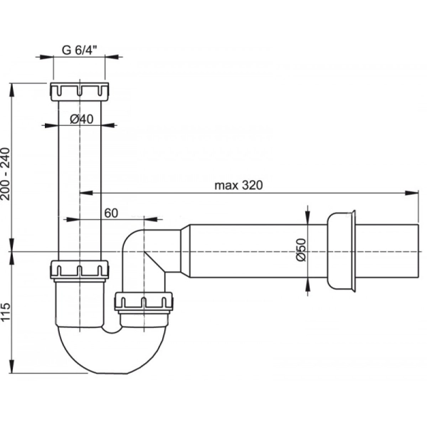Сифон для мойки Alcaplast пластик, белый (A80-DN50)
