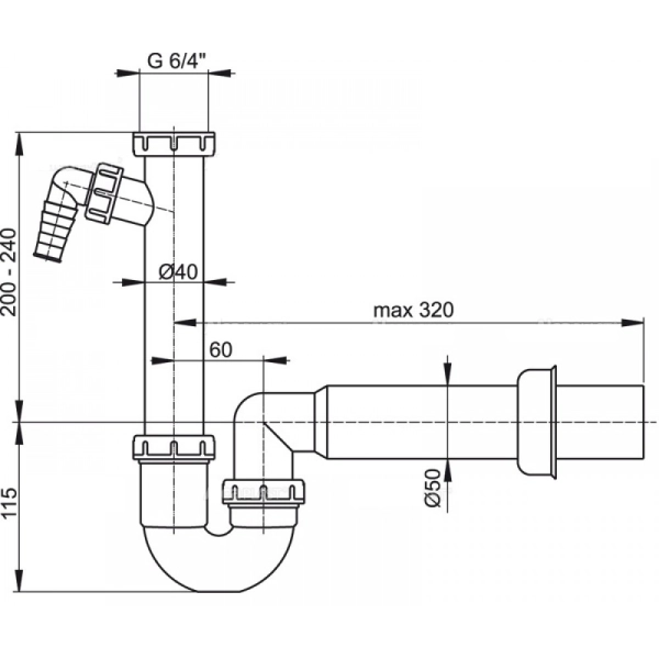 Сифон для мойки Alcaplast пластик, белый (A81-DN50)