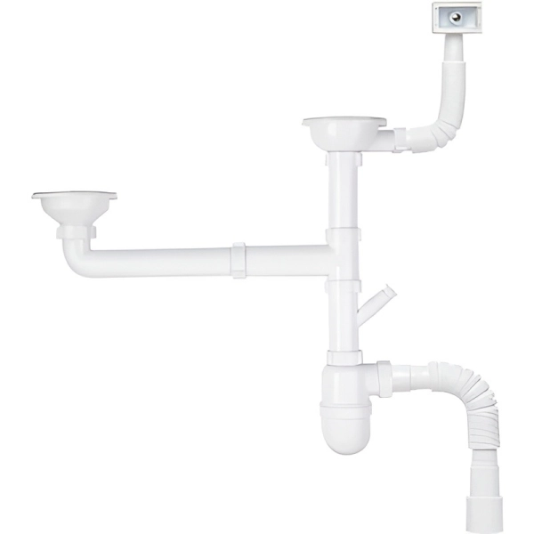 Сифон для мойки KronoPlast М2550-Е пластик, белый (SM457 ...