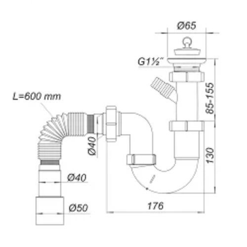 Сифон для мойки SoloPlast 1 1/2" пластик, белый (Н0110)
