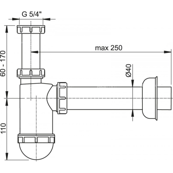 Сифон для раковины Alcaplast 5/4" пластик, белый (A43)