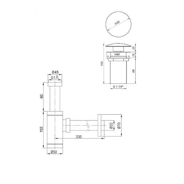 Сифон для раковины Globus Lux латунь, хром (GS-32-105-03 ...