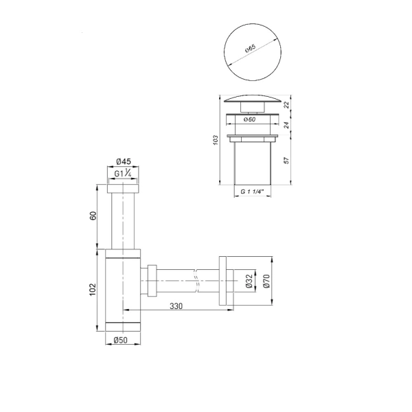Сифон для раковины Globus Lux латунь, хром (GS-32-105-03 ...