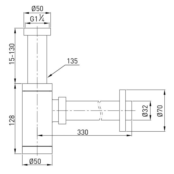 Сифон для раковины VOLLE 1 1/4″ латунь, золото (9000.094 ...