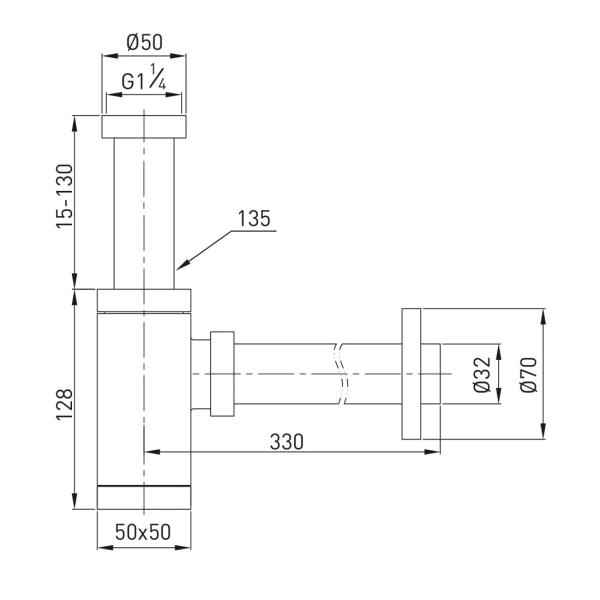 Сифон для раковины VOLLE 1 1/4″ латунь, золото (9000.094 ...