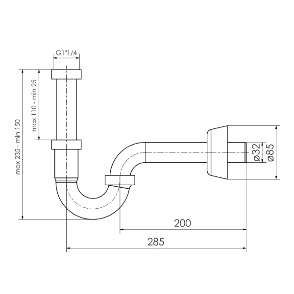Сифон для раковины Imprese i-SEW 1 1/4" пластик, хром (d ...