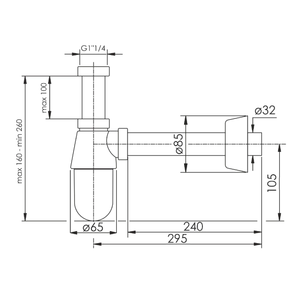 Сифон для раковины Imprese i-SEW 1 1/4" пластик, хром (d ...