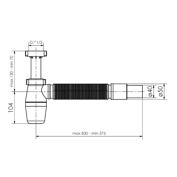 Сифон для раковины Imprese  1 1/2" пластик, белый (d1260 ...