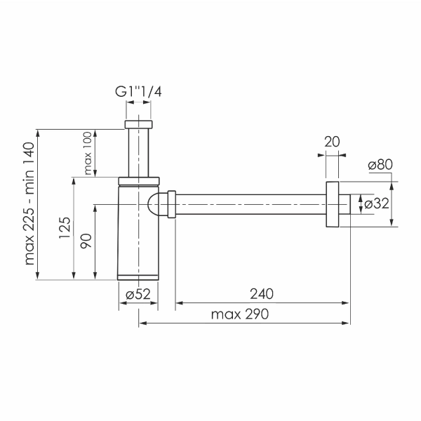 Сифон для раковины Imprese  1 1/4" пластик, белый (d1260 ...