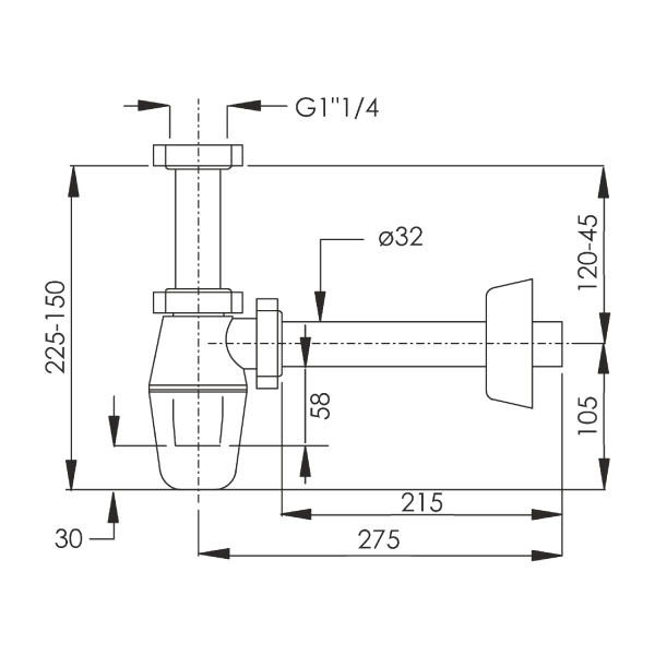 Сифон для раковины Imprese  1 1/4" пластик, белый (d1260 ...